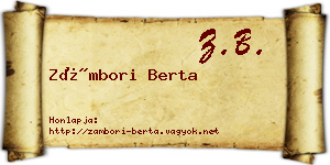Zámbori Berta névjegykártya